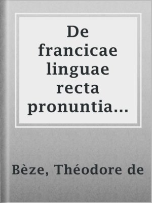 cover image of De francicae linguae recta pronuntiatione